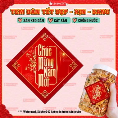Tem Tết Dán Chúc Mừng Năm Mới Có Keo - Decal Hình Thoi 2.026, Giá chỉ 22.500đ