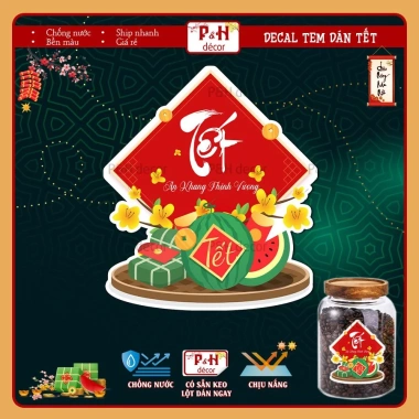 Tem Tết dán hộp, hủ, chai, lọ đa kích thước, chống nước, dùng cho mứt, khô, bánh kẹo - Giá 19.900đ