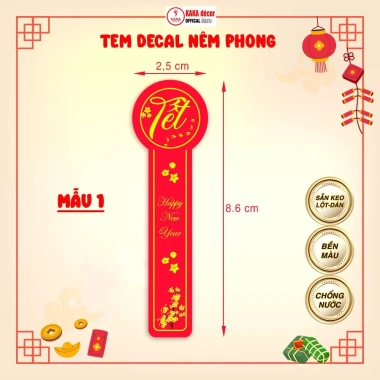 Tem Tết Dán Niêm Phong Hộp Quà, Giỏ Quà, Hộp Bánh Kẹo, Mứt - Decal Trang Trí Tết Cổ Truyền Nhãn Tươi Sáng Giá 21.500 VNĐ 6