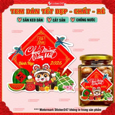 Tem Tết Đong Đầy chống nước, cắt sẵn Decal An Khang đa kích thước - Trang trí hộp bánh, kẹo, mứt, giá chỉ 8.819đ