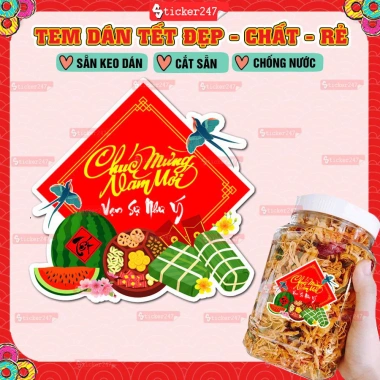 Tem Tết Đong Đầy chống nước, cắt sẵn Decal An Khang đa kích thước - Trang trí hộp bánh, kẹo, mứt, giá chỉ 8.819đ