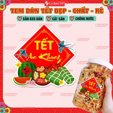 Tem Tết Đong Đầy chống nước, cắt sẵn Decal An Khang đa kích thước - Trang trí hộp bánh, kẹo, mứt, giá chỉ 8.819đ
