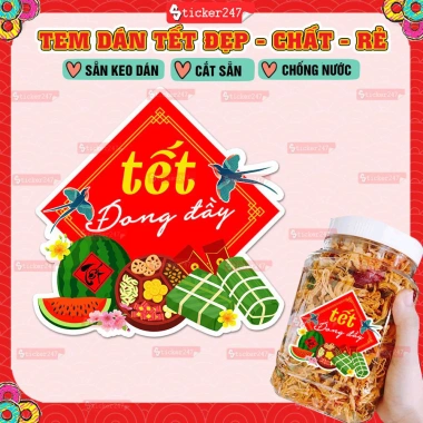 Tem Tết Đong Đầy chống nước, cắt sẵn Decal An Khang đa kích thước - Trang trí hộp bánh, kẹo, mứt, giá chỉ 8.819đ