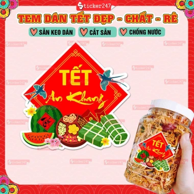 Tem Tết Đong Đầy chống nước, cắt sẵn Decal An Khang đa kích thước - Trang trí hộp bánh, kẹo, mứt, giá chỉ 8.819đ