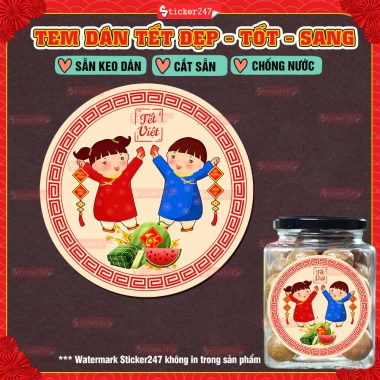 Tem Tết Đóng Đầy Chống Nước - Decal Cắt Sẵn Nhiều Kích Thước Dán Hộp Bánh Kẹo Mứt, Giá 15.819 VND