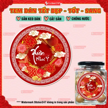 Tem Tết Đóng Đầy Chống Nước - Decal Cắt Sẵn Nhiều Kích Thước Dán Hộp Bánh Kẹo Mứt, Giá 15.819 VND
