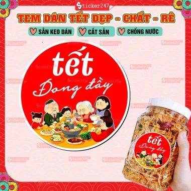 Tem Tết Đóng Đầy Chống Nước - Decal Cắt Sẵn Nhiều Kích Thước Dán Hộp Bánh Kẹo Mứt, Giá 15.819 VND