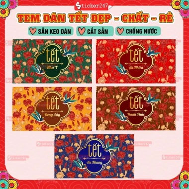 Tem Tết Đong Đầy Ngang Chống Nước - Decal Trang Trí Hộp Quà, Hủ Hạt - Giá 24.500₫