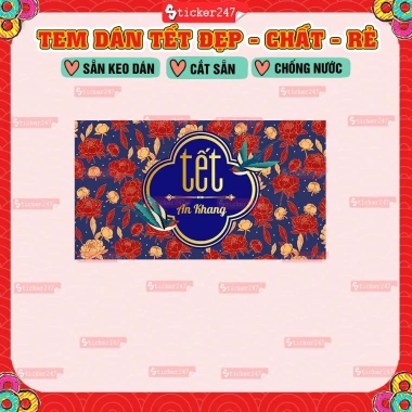 Tem Tết Đong Đầy Ngang Chống Nước - Decal Trang Trí Hộp Quà, Hủ Hạt - Giá 24.500₫