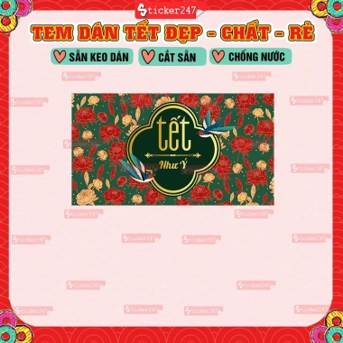 Tem Tết Đong Đầy Ngang Chống Nước - Decal Trang Trí Hộp Quà, Hủ Hạt - Giá 24.500₫
