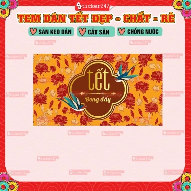 Tem Tết Đong Đầy Ngang Chống Nước - Decal Trang Trí Hộp Quà, Hủ Hạt - Giá 24.500₫