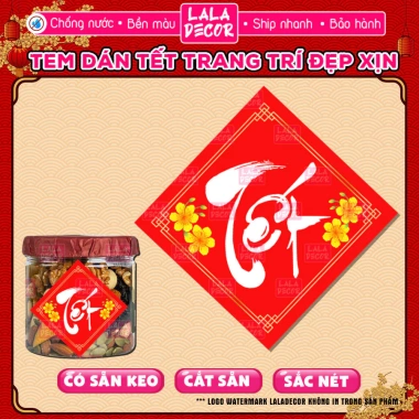 Tem Tết Hình Thoi Decal Dán Hũ Mứt Bánh Kẹo Chống Nước, Hũ PET/Thủy Tinh, 21.500₫