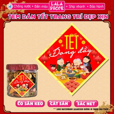 Tem Tết Hình Thoi Decal Dán Hũ Mứt Bánh Kẹo Chống Nước, Hũ PET/Thủy Tinh, 21.500₫
