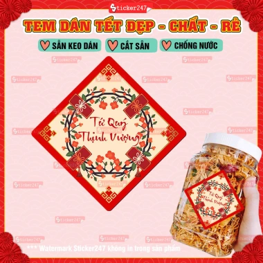Tem Tết Hình Thoi Truyền Thống - Decal Vòng Hoa, Bao Lì Xì Sang Trọng Dán Hũ Mứt, Bánh Kẹo 2.026 Giá 22.500 VND