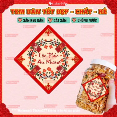 Tem Tết Hình Thoi Truyền Thống - Decal Vòng Hoa, Bao Lì Xì Sang Trọng Dán Hũ Mứt, Bánh Kẹo 2.026 Giá 22.500 VND