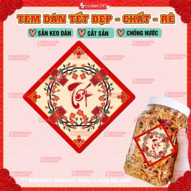 Tem Tết Hình Thoi Truyền Thống - Decal Vòng Hoa, Bao Lì Xì Sang Trọng Dán Hũ Mứt, Bánh Kẹo 2.026 Giá 22.500 VND