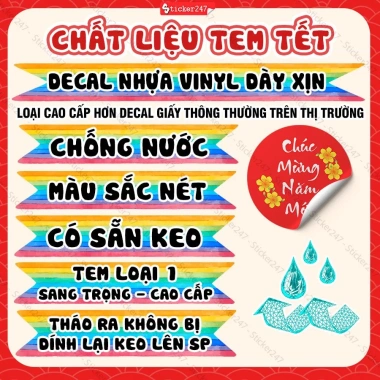 Tem Tết Loại 1 Decal An Khang Như Ý Dán Bánh Chưng, Dưa Hấu, Bánh Tét 2