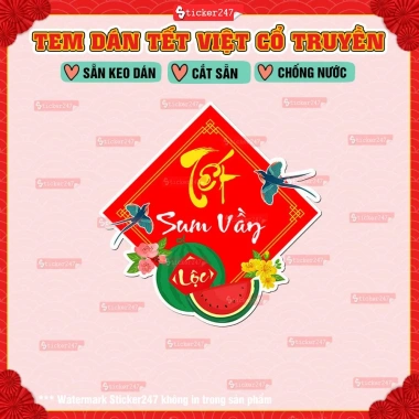 Tem Tết Loại 1 Decal An Khang Như Ý Dán Bánh Chưng, Dưa Hấu, Bánh Tét 6
