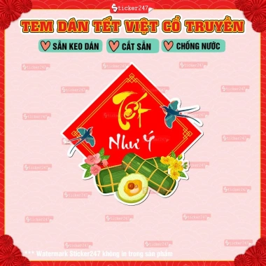 Tem Tết Loại 1 Decal An Khang Như Ý Dán Bánh Chưng, Dưa Hấu, Bánh Tét 7