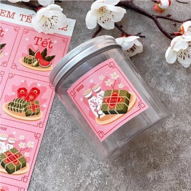 Tem Tết nhãn dán 4 hoạ tiết hồng xinh xắn - Giá ưu đãi 11.000 VNĐ 4