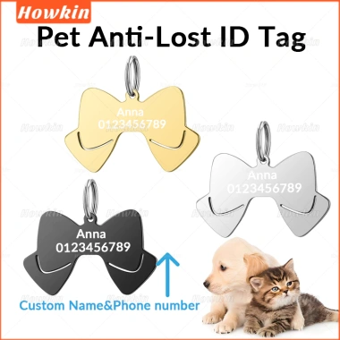 Tên cá tính Nơ chó mặt dây nơ thắt cổ - Thẻ ID chống mất cho chó mèo GP08