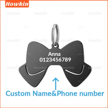 Tên cá tính Nơ chó mặt dây nơ thắt cổ - Thẻ ID chống mất cho chó mèo GP08