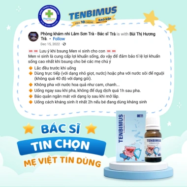 Tenbimus 10ml Men 10 chùng - Cải thiện biếng ăn, tăng đề kháng, giảm khóc dạ đề - 350.000₫ 4 Tenbimus 10ml Men 10 chùng - Cải thiện biếng ăn, tăng đề kháng, giảm khóc dạ đề - 350.000₫ 4