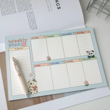 Tệp Ghi Chú Kế Hoạch Hàng Ngày Tuần Tháng Thời Khóa Biểu Bảng Plan Hình Mèo Cánh Cụt Gấu Đáng Yêu - Giá ưu đãi 35.689 2
