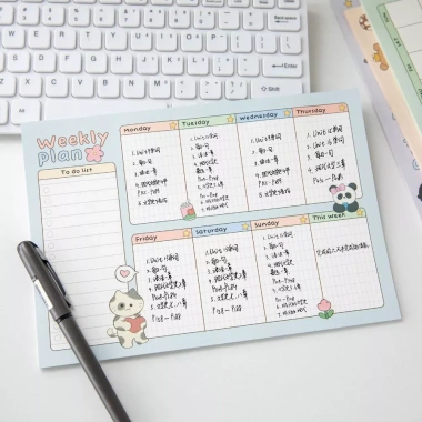 Tệp Ghi Chú Kế Hoạch Hàng Ngày Tuần Tháng Thời Khóa Biểu Bảng Plan Hình Mèo Cánh Cụt Gấu Đáng Yêu - Giá ưu đãi 35.689 7