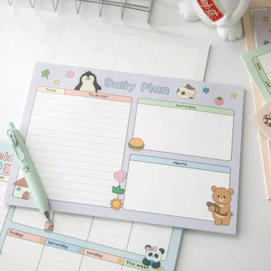 Tệp Ghi Chú Kế Hoạch Hàng Ngày Tuần Tháng Thời Khóa Biểu Bảng Plan Hình Mèo Cánh Cụt Gấu Đáng Yêu - Giá ưu đãi 35.689 10