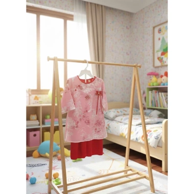 Tết 2.026 Áo Dài Tơ Thêu & Quần Lụa Trúc Vân Đình bé gái - Màu hồng, nơ hoa đá, 225k 2
