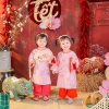 Tết 2.026 Áo Dài Tơ Thêu & Quần Lụa Trúc Vân Đình bé gái - Màu hồng, nơ hoa đá, 225k 4