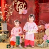 Tết 2.026 Áo Dài Tơ Thêu & Quần Lụa Trúc Vân Đình bé gái - Màu hồng, nơ hoa đá, 225k 7