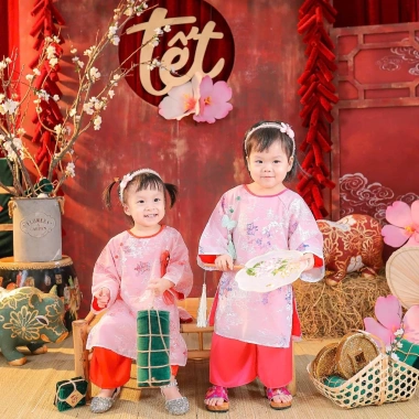 Tết 2.026 Áo Dài Tơ Thêu & Quần Lụa Trúc Vân Đình bé gái - Màu hồng, nơ hoa đá, 225k 7