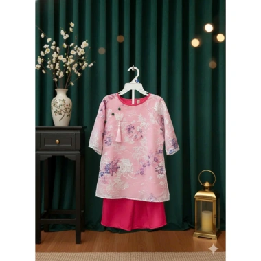 Tết 2.026 Áo Dài Tơ Thêu & Quần Lụa Trúc Vân Đình bé gái - Màu hồng, nơ hoa đá, 225k 9