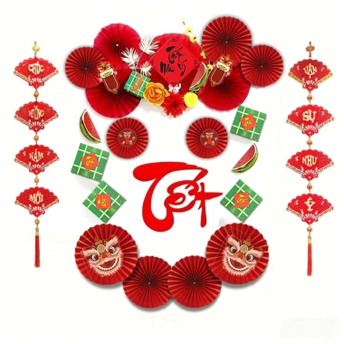 Tết 2.026 Set Chữ Tết Quạt Xếp Đỏ Xuân Phát Tài - Trang Trí Năm Mới Đón Hạnh Phúc Lotso Decor VN 5