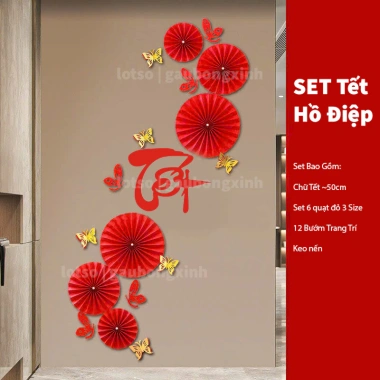 Tết 2.026 Set Chữ Tết Quạt Xếp Đỏ Xuân Phát Tài - Trang Trí Năm Mới Đón Hạnh Phúc Lotso Decor VN 8