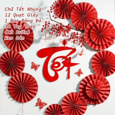 Tết 2.026 Set Chữ Tết Quạt Xếp Đỏ Xuân Phát Tài - Trang Trí Năm Mới Đón Hạnh Phúc Lotso Decor VN 10