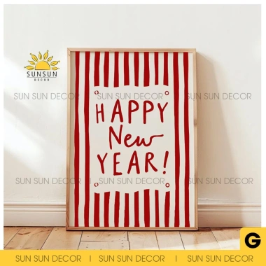 Tết 2.026 Tranh canvas chữ Happy New Year trang trí phòng giá ưu đãi 114k 2