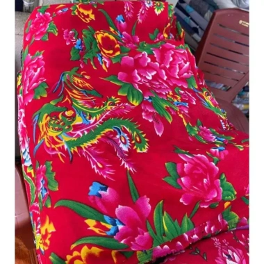 Tết 2.026 Vải Nhung Đỏ Con Công Phông Nền Trang Trí Bàn 50k - Lotso Decor VN