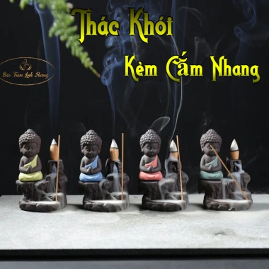 Thác Khói Chú Tiểu Trầm Hương Ko Tăm - Linh Hương Gốm Sứ, Lư Xông Phong Thủy 55k