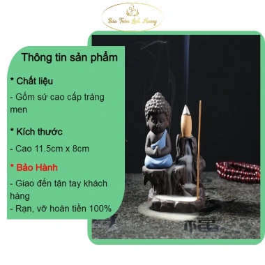 Thác Khói Chú Tiểu Trầm Hương Ko Tăm - Linh Hương Gốm Sứ, Lư Xông Phong Thủy 55k