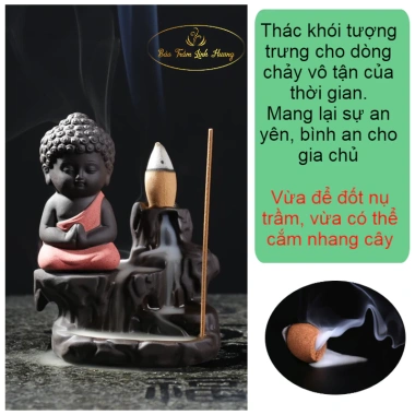 Thác Khói Chú Tiểu Trầm Hương Ko Tăm - Linh Hương Gốm Sứ, Lư Xông Phong Thủy 55k