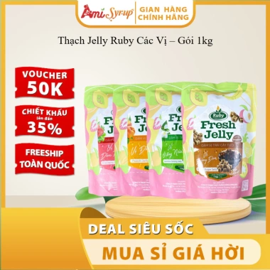 Thạch Jelly Ruby Các Vị 1kg Topping tươi mát cho đồ uống - Giá ưu đãi 68.630 VND 2 Thạch Jelly Ruby Các Vị 1kg Topping tươi mát cho đồ uống - Giá ưu đãi 68.630 VND 2