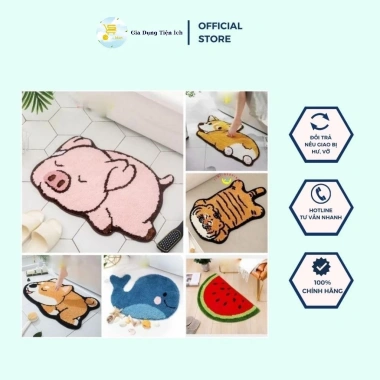 Thảm Chùi Chân 3D Lông Cừu Đáng Yêu - Siêu Thấm, Đế Cao Su Chống Trượt Mta-Mart2, Giá 132k