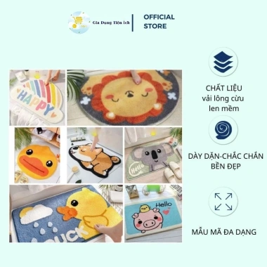 Thảm Chùi Chân 3D Lông Cừu Đáng Yêu - Siêu Thấm, Đế Cao Su Chống Trượt Mta-Mart2, Giá 132k 3