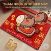 Thảm chùi chân Ngựa Đỏ thêu nổi, lông cừu thấm hút, chống trơn trượt 40x60cm Tết tài lộc 65.000