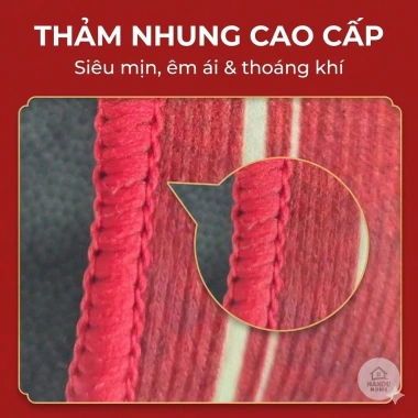Thảm chùi chân Ngựa Đỏ thêu nổi, lông cừu thấm hút, chống trơn trượt 40x60cm Tết tài lộc 65.000