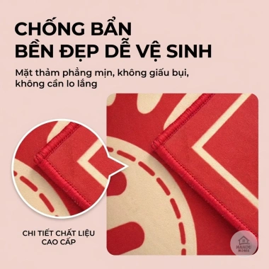 Thảm chùi chân Ngựa Đỏ thêu nổi, lông cừu thấm hút, chống trơn trượt 40x60cm Tết tài lộc 65.000