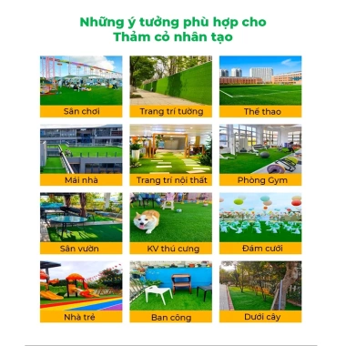 Thảm Cỏ Nhân Tạo 1cm Kích Thước Trang Trí Sân Vườn Lót Sàn Ban Công Giá 100k
